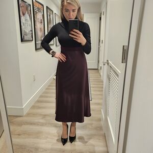 Elegant Burgundy A-Line Skirt